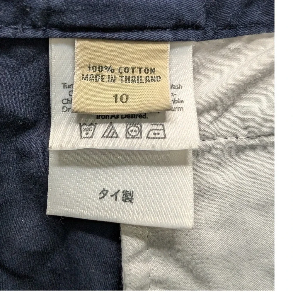 Eddie Bauer Vashon Fit Shorts Navy Blue 100% Baumwoole Button Tab Hem - 10